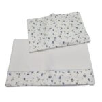 COMPLETO lenzuolini culla "BOCCIOLO" azzurro - Lyda Turck