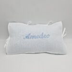 CUSCINETTO decorativo in lino BIANCO "fiocchetti" - LYDA TURCK