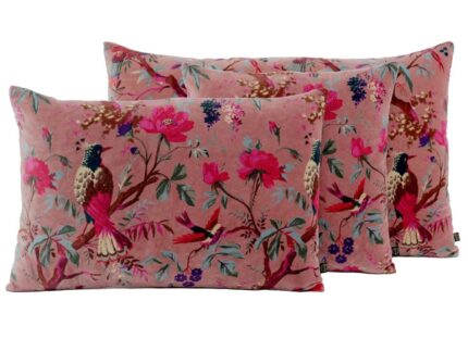 CUSCINO IN VELLUTO "BIRDY" rosa - HAOMY