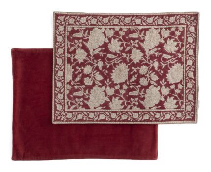TOVAGLIETTA AMERICANA "INDIAN ROSE" lino e velluto - CHAMOIS
