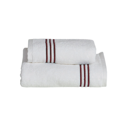 FAZZINI - Coppia asciugamani in spugna ricamo tre righe ISOLA