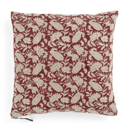 CUSCINO STAMPATO A MANO "INDIAN ROSE" - CHAMOIS